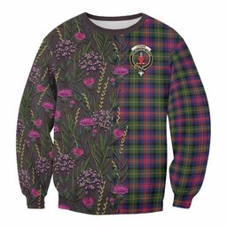 ScotsTee Shop Scottish Logan Family Crest Tartan Sweatshirt Scottish Thistle Flower Pattern Half Style