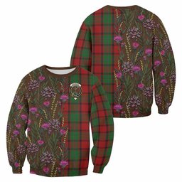 ScotsTee Shop Scottish MacPhail (McPhail) Family Crest Tartan Sweatshirt Scottish Thistle Flower Pattern Half Style