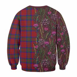 ScotsTee Shop Scottish MacGilvery (McGilvery) Family Crest Tartan Sweatshirt Scottish Thistle Flower Pattern Half Style