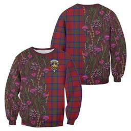 ScotsTee Shop Scottish MacGilvery (McGilvery) Family Crest Tartan Sweatshirt Scottish Thistle Flower Pattern Half Style