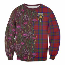 ScotsTee Shop Scottish MacGilvery (McGilvery) Family Crest Tartan Sweatshirt Scottish Thistle Flower Pattern Half Style