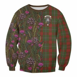 ScotsTee Shop Scottish Strange (Strang) Family Crest Tartan Sweatshirt Scottish Thistle Flower Pattern Half Style
