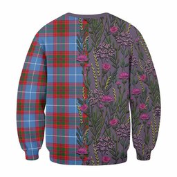 ScotsTee Shop Scottish Pennycook Family Crest Tartan Sweatshirt Scottish Thistle Flower Pattern Half Style