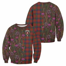 ScotsTee Shop Scottish Robertson Family Crest Tartan Sweatshirt Scottish Thistle Flower Pattern Half Style