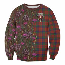 ScotsTee Shop Scottish Robertson Family Crest Tartan Sweatshirt Scottish Thistle Flower Pattern Half Style
