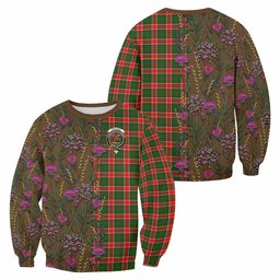 ScotsTee Shop Scottish Pollock Family Crest Tartan Sweatshirt Scottish Thistle Flower Pattern Half Style