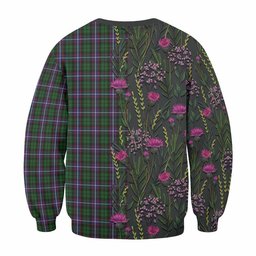 ScotsTee Shop Scottish Russell Family Crest Tartan Sweatshirt Scottish Thistle Flower Pattern Half Style