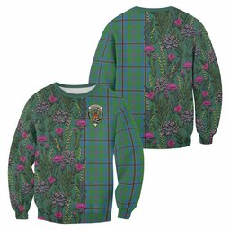 ScotsTee Shop Scottish Snodgrass Family Crest Tartan Sweatshirt Scottish Thistle Flower Pattern Half Style