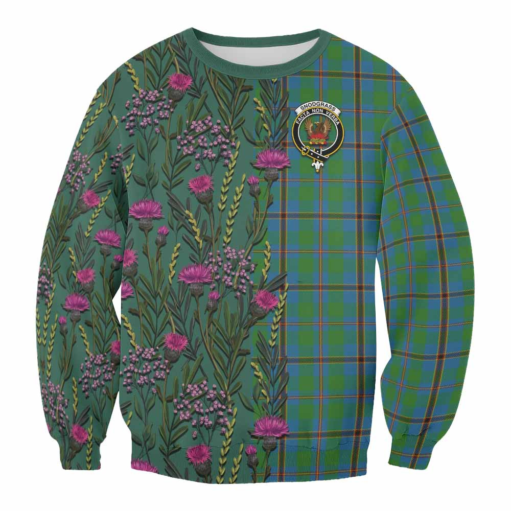 ScotsTee Shop Scottish Snodgrass Family Crest Tartan Sweatshirt Scottish Thistle Flower Pattern Half Style