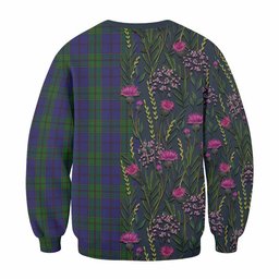 ScotsTee Shop Scottish Strachan Family Crest Tartan Sweatshirt Scottish Thistle Flower Pattern Half Style