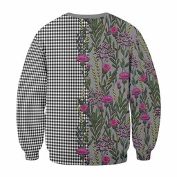 ScotsTee Shop Scottish Shepherd Family Crest Tartan Sweatshirt Scottish Thistle Flower Pattern Half Style