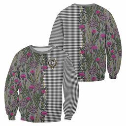 ScotsTee Shop Scottish Shepherd Family Crest Tartan Sweatshirt Scottish Thistle Flower Pattern Half Style