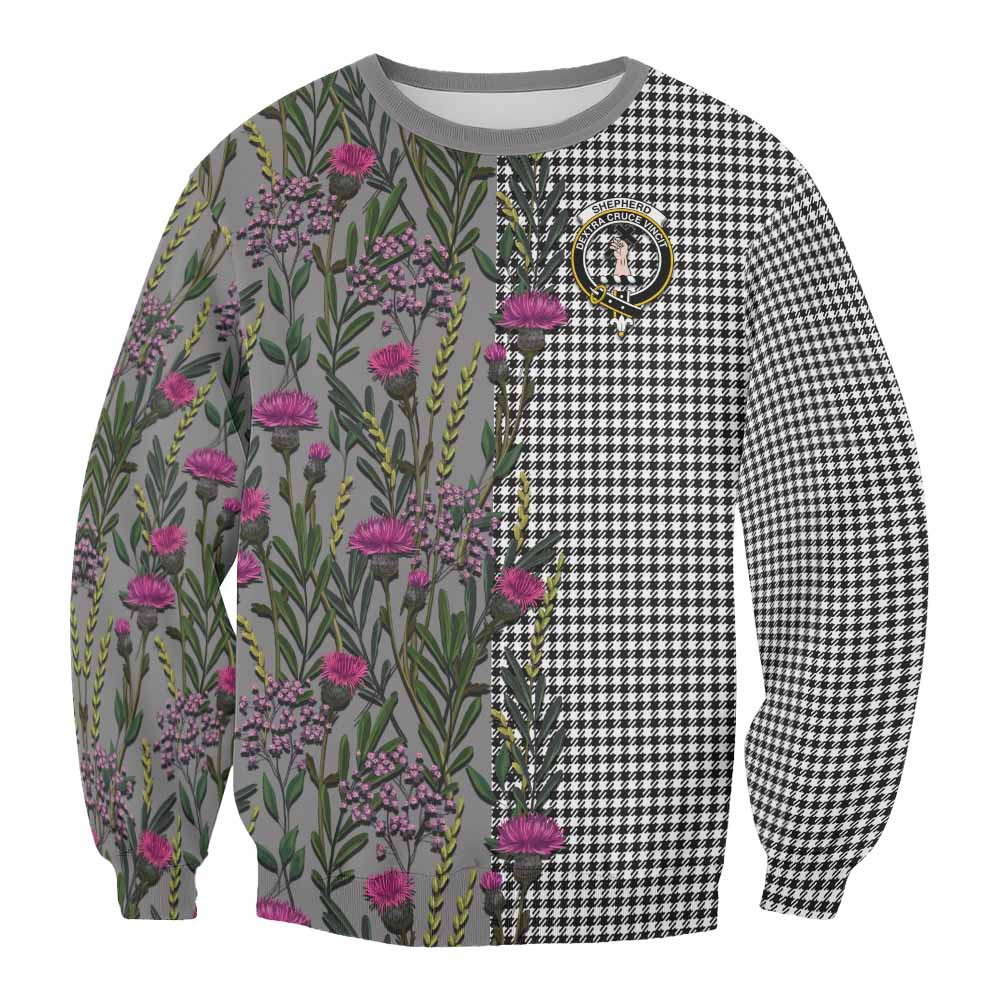ScotsTee Shop Scottish Shepherd Family Crest Tartan Sweatshirt Scottish Thistle Flower Pattern Half Style