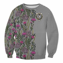 ScotsTee Shop Scottish Shepherd Family Crest Tartan Sweatshirt Scottish Thistle Flower Pattern Half Style