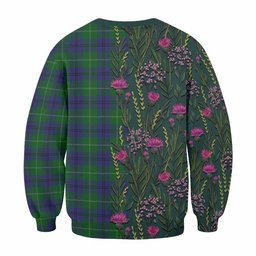 ScotsTee Shop Scottish Oliphant Family Crest Tartan Sweatshirt Scottish Thistle Flower Pattern Half Style