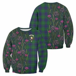 ScotsTee Shop Scottish Oliphant Family Crest Tartan Sweatshirt Scottish Thistle Flower Pattern Half Style