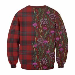 ScotsTee Shop Scottish Wemyss Family Crest Tartan Sweatshirt Scottish Thistle Flower Pattern Half Style