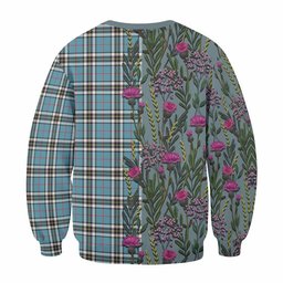 ScotsTee Shop Scottish Thompson (Thomson) Family Crest Tartan Sweatshirt Scottish Thistle Flower Pattern Half Style