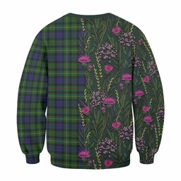 ScotsTee Shop Scottish Rollo Family Crest Tartan Sweatshirt Scottish Thistle Flower Pattern Half Style