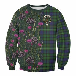 ScotsTee Shop Scottish Rollo Family Crest Tartan Sweatshirt Scottish Thistle Flower Pattern Half Style