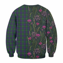 ScotsTee Shop Scottish Shaw Family Crest Tartan Sweatshirt Scottish Thistle Flower Pattern Half Style