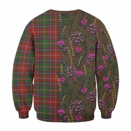 ScotsTee Shop Scottish Somerville Family Crest Tartan Sweatshirt Scottish Thistle Flower Pattern Half Style