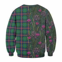 ScotsTee Shop Scottish Young Family Crest Tartan Sweatshirt Scottish Thistle Flower Pattern Half Style