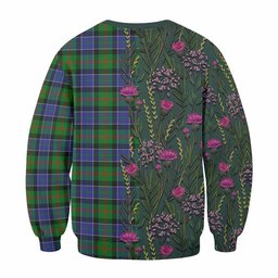 ScotsTee Shop Scottish Paterson Family Crest Tartan Sweatshirt Scottish Thistle Flower Pattern Half Style