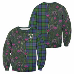 ScotsTee Shop Scottish Paterson Family Crest Tartan Sweatshirt Scottish Thistle Flower Pattern Half Style