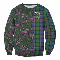ScotsTee Shop Scottish Paterson Family Crest Tartan Sweatshirt Scottish Thistle Flower Pattern Half Style