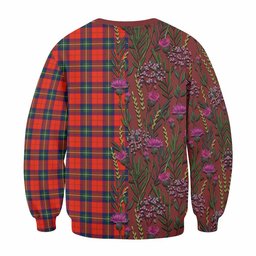 ScotsTee Shop Scottish Ruthven Family Crest Tartan Sweatshirt Scottish Thistle Flower Pattern Half Style