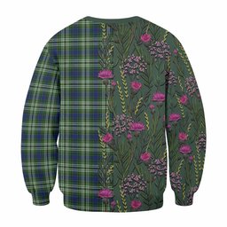 ScotsTee Shop Scottish Spottiswood Family Crest Tartan Sweatshirt Scottish Thistle Flower Pattern Half Style