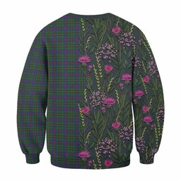 ScotsTee Shop Scottish Wood Family Crest Tartan Sweatshirt Scottish Thistle Flower Pattern Half Style