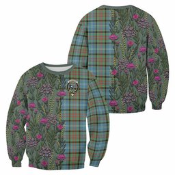 ScotsTee Shop Scottish Walkinshaw Family Crest Tartan Sweatshirt Scottish Thistle Flower Pattern Half Style
