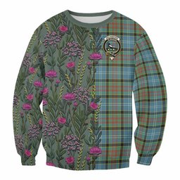 ScotsTee Shop Scottish Walkinshaw Family Crest Tartan Sweatshirt Scottish Thistle Flower Pattern Half Style