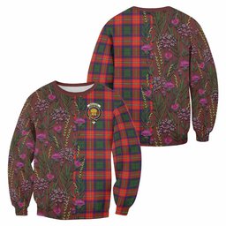 ScotsTee Shop Scottish Wauchope Family Crest Tartan Sweatshirt Scottish Thistle Flower Pattern Half Style