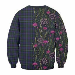 ScotsTee Shop Scottish Sempill (Semple) Family Crest Tartan Sweatshirt Scottish Thistle Flower Pattern Half Style