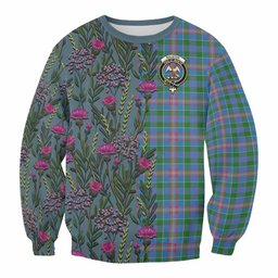 ScotsTee Shop Scottish Ralston Family Crest Tartan Sweatshirt Scottish Thistle Flower Pattern Half Style