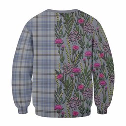 ScotsTee Shop Scottish Tweedie Family Crest Tartan Sweatshirt Scottish Thistle Flower Pattern Half Style