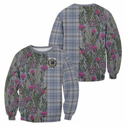 ScotsTee Shop Scottish Tweedie Family Crest Tartan Sweatshirt Scottish Thistle Flower Pattern Half Style