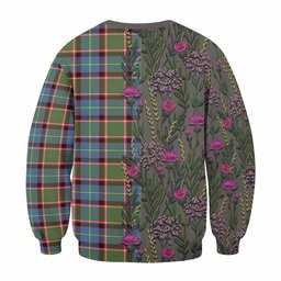 ScotsTee Shop Scottish Norvel Family Crest Tartan Sweatshirt Scottish Thistle Flower Pattern Half Style