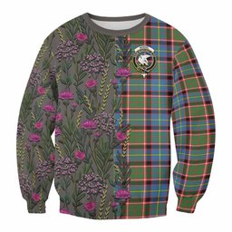 ScotsTee Shop Scottish Norvel Family Crest Tartan Sweatshirt Scottish Thistle Flower Pattern Half Style