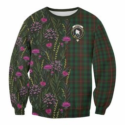 ScotsTee Shop Scottish Tennant Family Crest Tartan Sweatshirt Scottish Thistle Flower Pattern Half Style