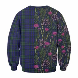 ScotsTee Shop Scottish Weir Family Crest Tartan Sweatshirt Scottish Thistle Flower Pattern Half Style