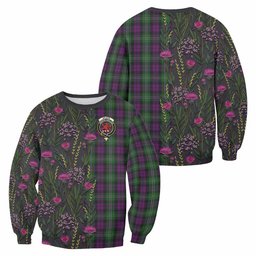 ScotsTee Shop Scottish Wilson Family Crest Tartan Sweatshirt Scottish Thistle Flower Pattern Half Style