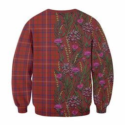 ScotsTee Shop Scottish Rose Family Crest Tartan Sweatshirt Scottish Thistle Flower Pattern Half Style