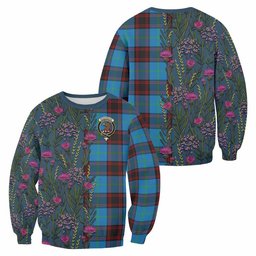 ScotsTee Shop Scottish Wedderburn Family Crest Tartan Sweatshirt Scottish Thistle Flower Pattern Half Style