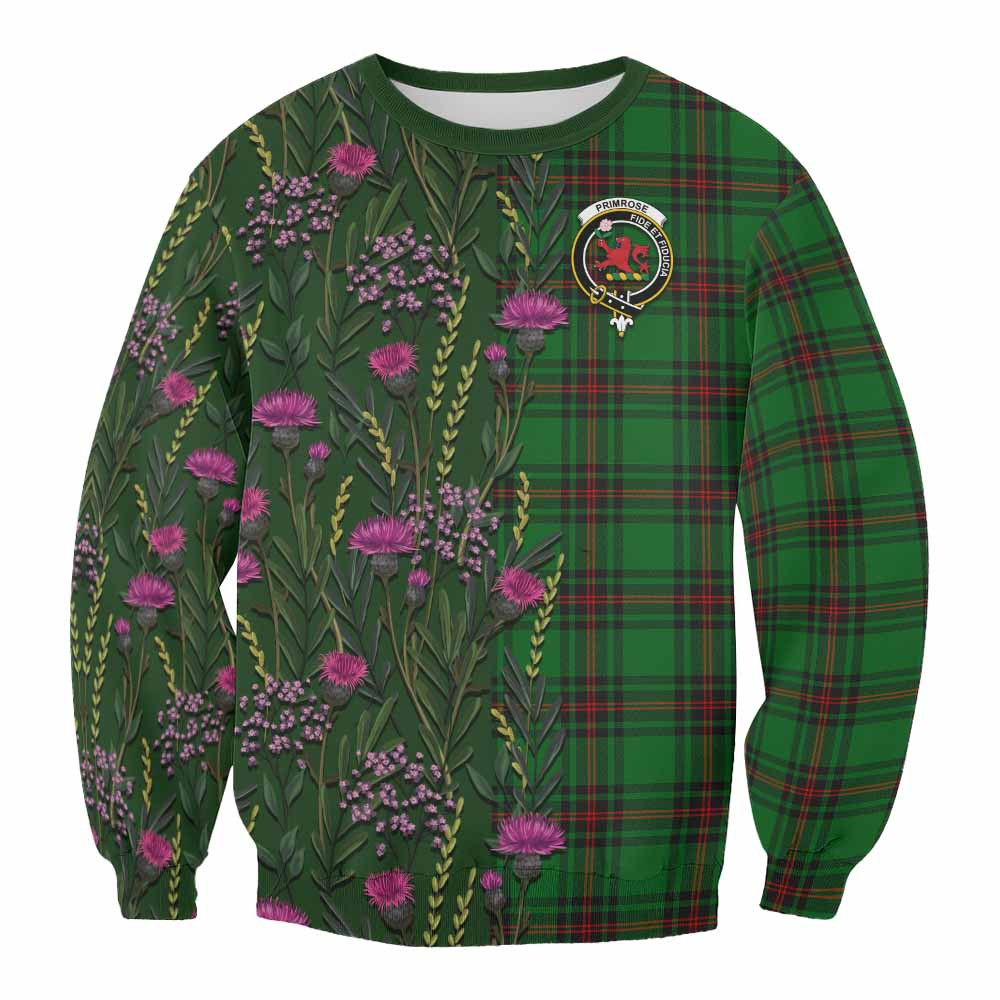 ScotsTee Shop Scottish Primrose Family Crest Tartan Sweatshirt Scottish Thistle Flower Pattern Half Style