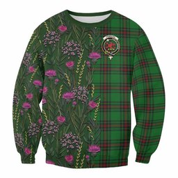 ScotsTee Shop Scottish Primrose Family Crest Tartan Sweatshirt Scottish Thistle Flower Pattern Half Style