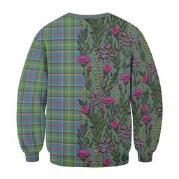 ScotsTee Shop Scottish Whitelaw Family Crest Tartan Sweatshirt Scottish Thistle Flower Pattern Half Style